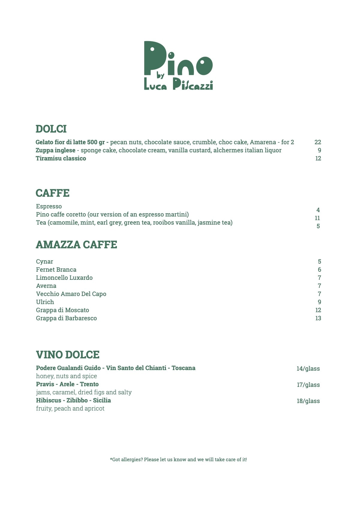 Pino food en menu page 2