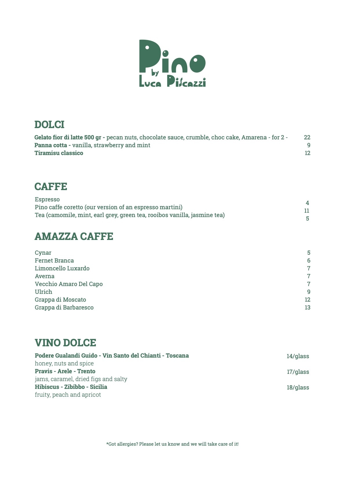 Pino food en menu page 2