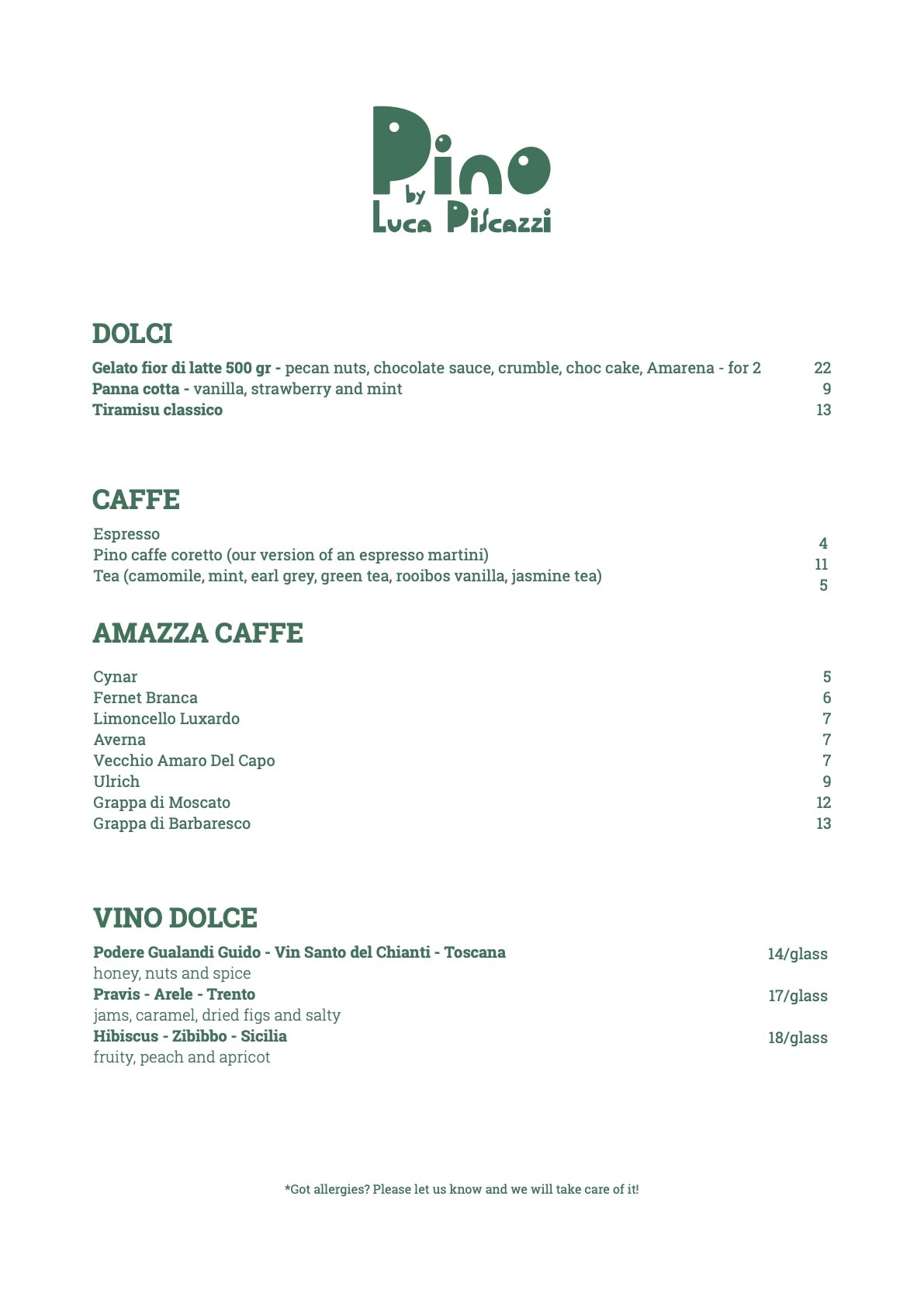Pino food en menu page 2